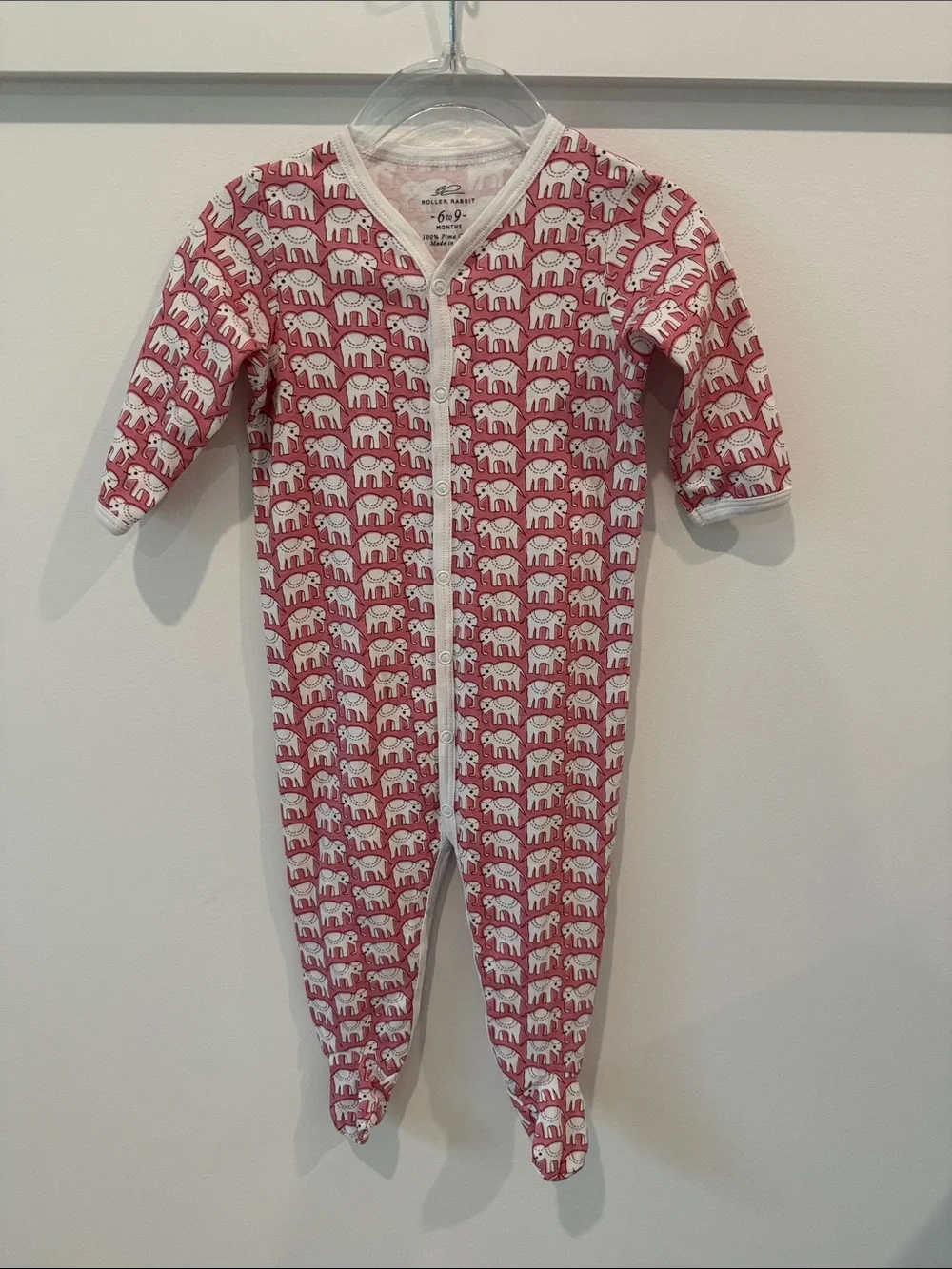Roller Rabbit Pink and White Elephant Footed One-Piece